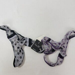 Rene Rofe Women's Panty Panties NEW Size 6 Medium Sheer Mesh Purple Gray Thong